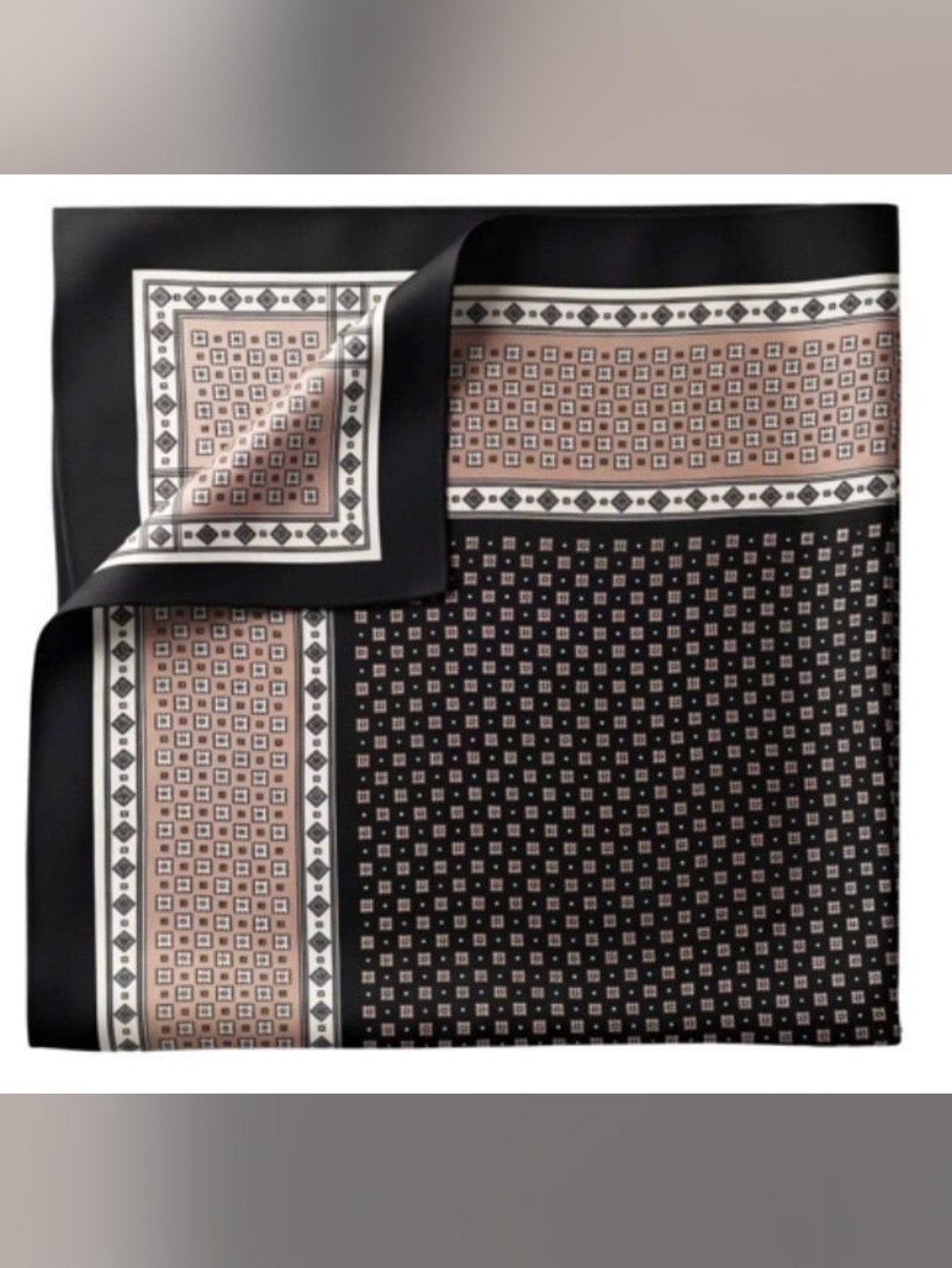Black & Brown Patterned Silk Multi Wear Scarf